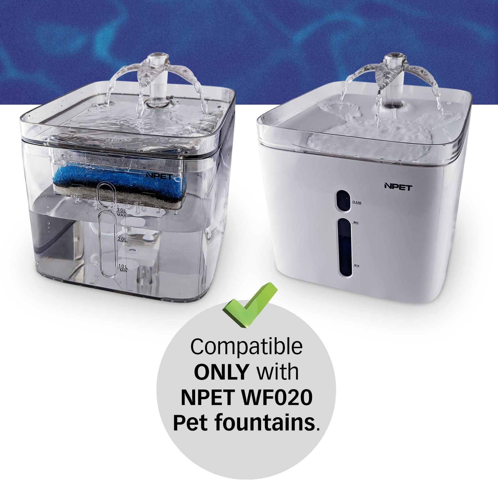 PET STANDARD filtro rectangular WF020 embalaje, pack de 12 filtros listos para reemplazo.