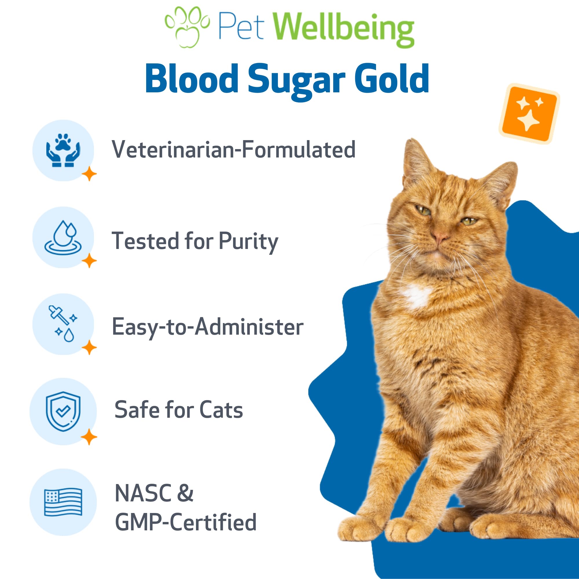 Pet Wellbeing Azúcar en Sangre Oro, etiqueta NASC visible.