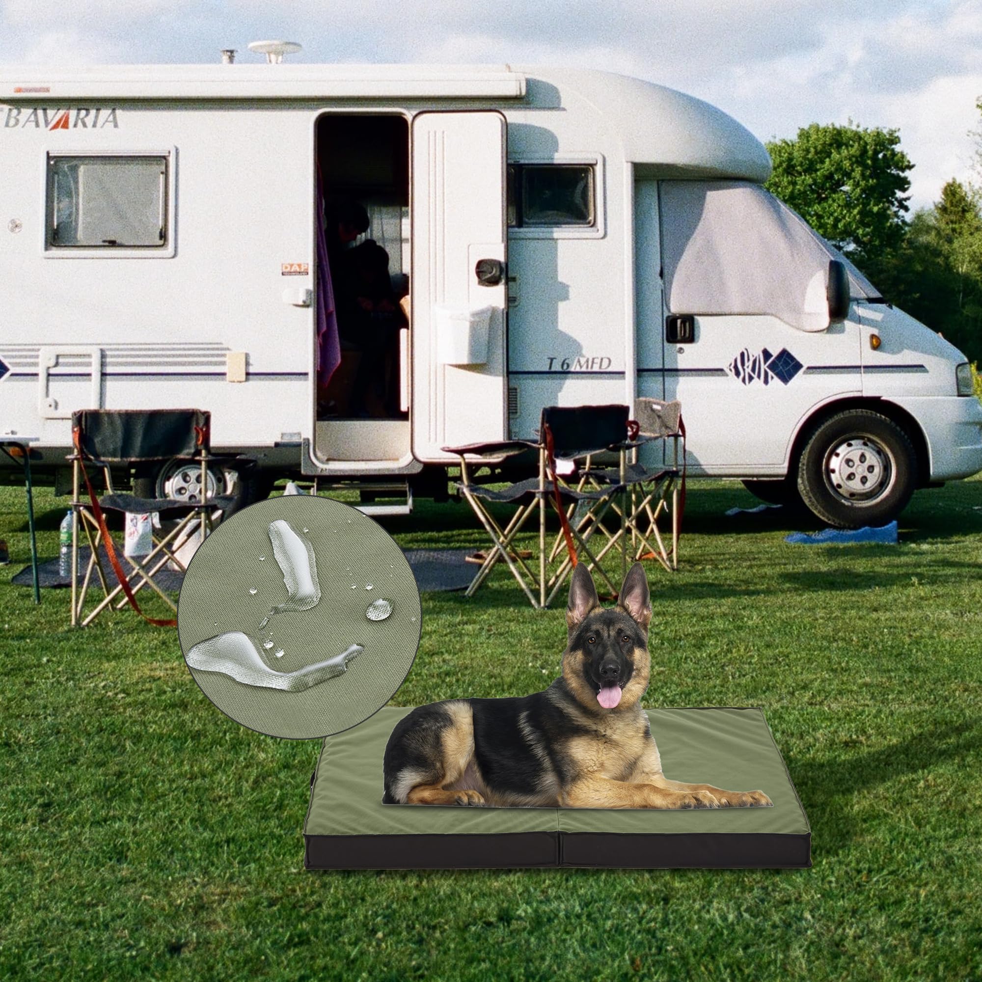 PETABBY cama exterior resistente al agua, ideal para patios y paseos.