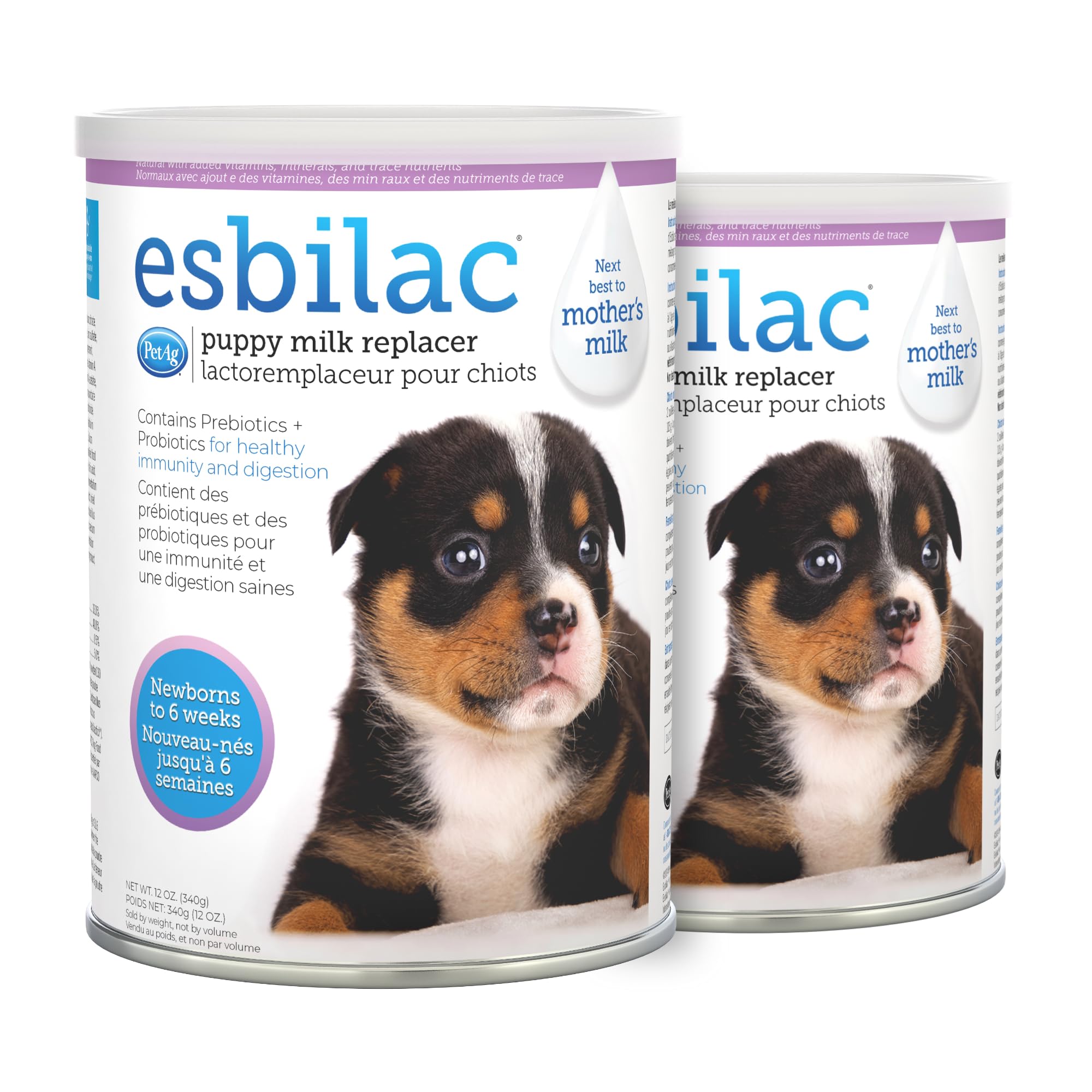 PetAg Esbilac, polvo para cachorros, nutrición cercana a la leche materna.