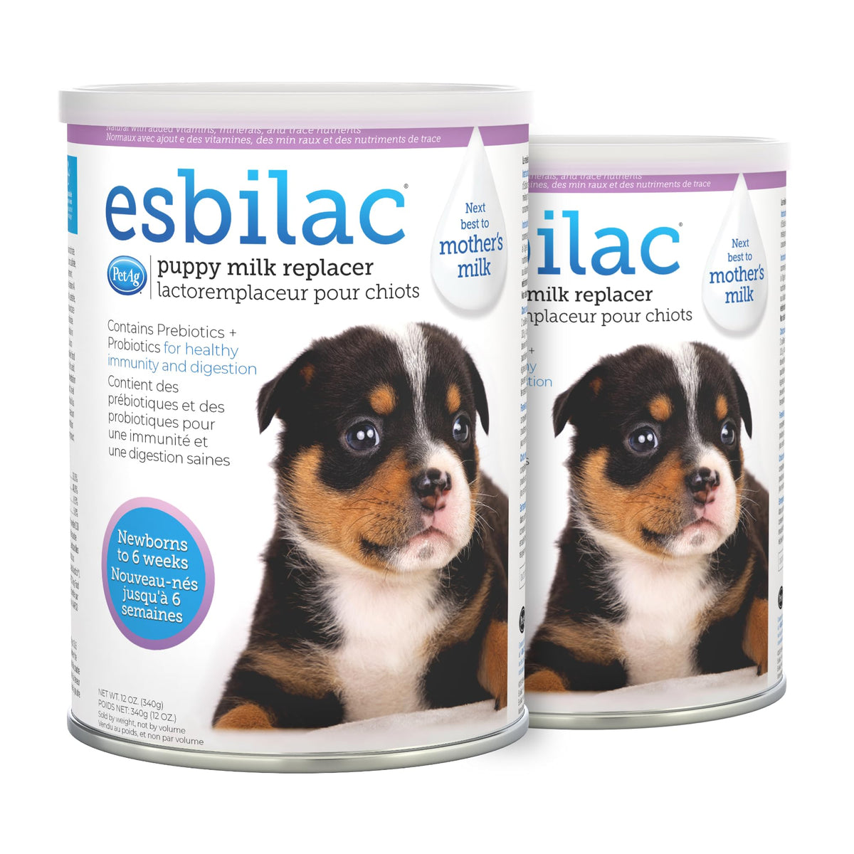 PetAg Esbilac, polvo para cachorros, nutrición cercana a la leche materna.