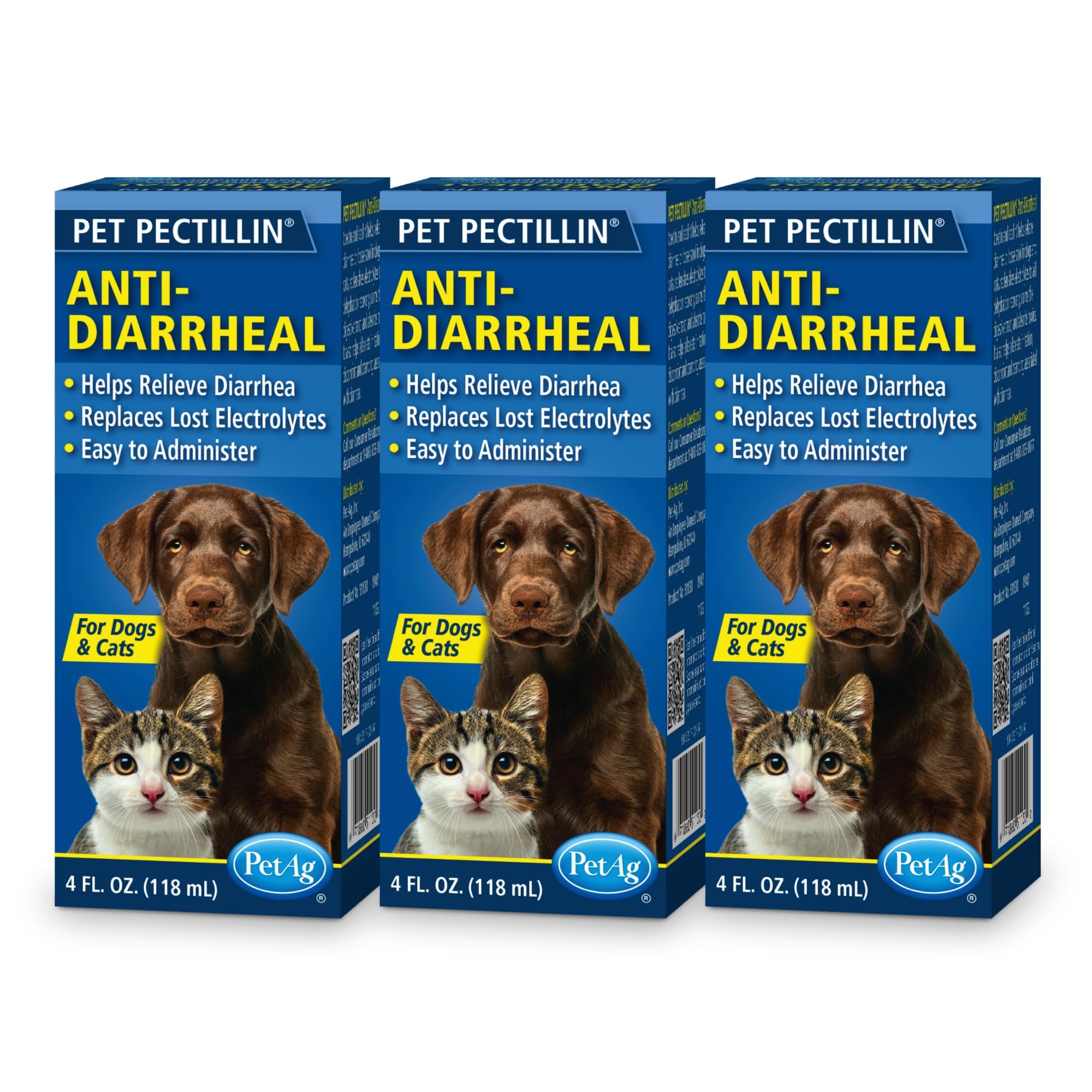 PetAg Pet Pectillin, botella para diarrea en perros y gatos, ayuda a calmar el intestino.