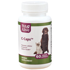 PetAlive C-Caps botella, apoya la salud inmune de mascotas.