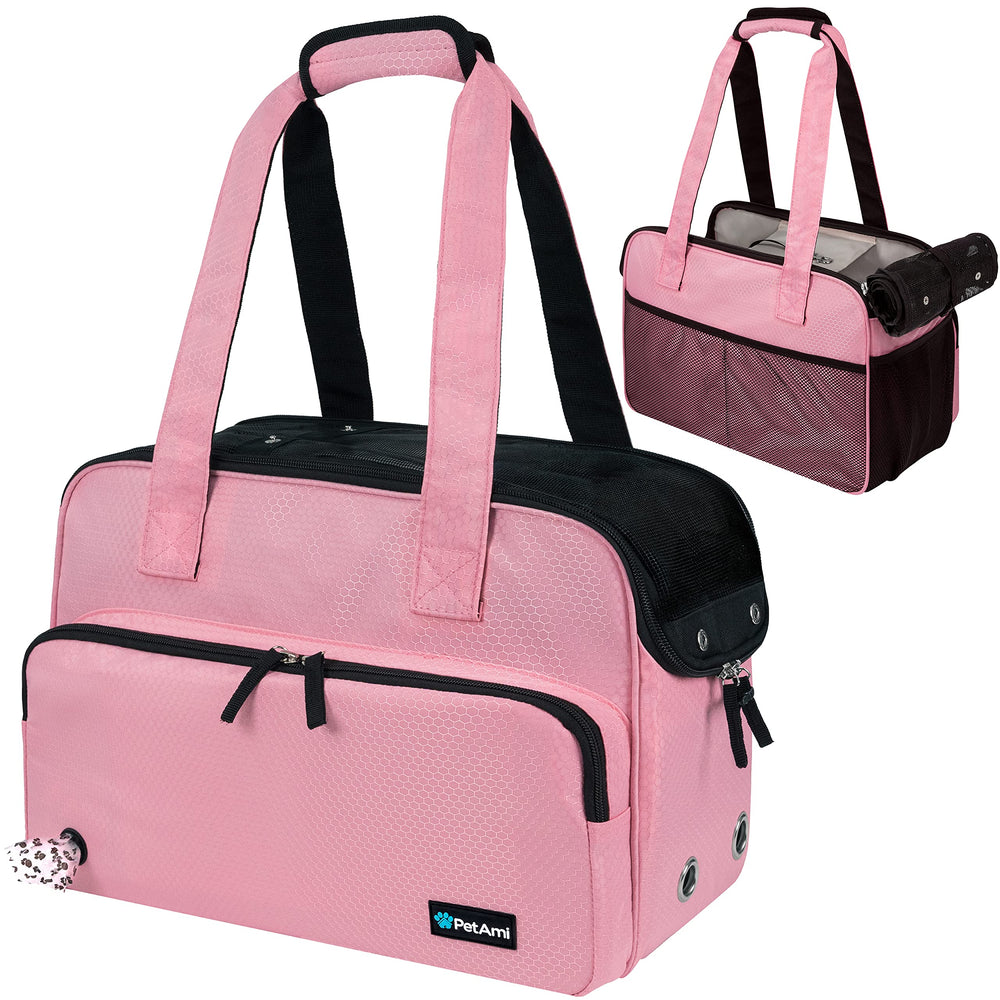 PetAmi cartera portador para perro pequeño rosa, vista ventilada para viajar