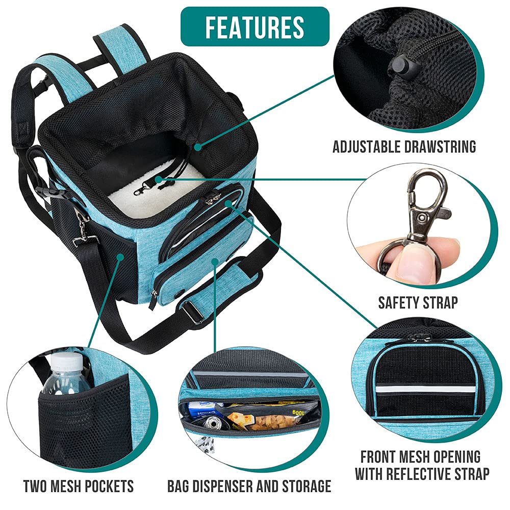 PetAmi cesto con bolsillos integrados para accesorios de paseo