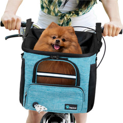 PetAmi cestas para perros en bici delantera azul, estable para paseos seguros