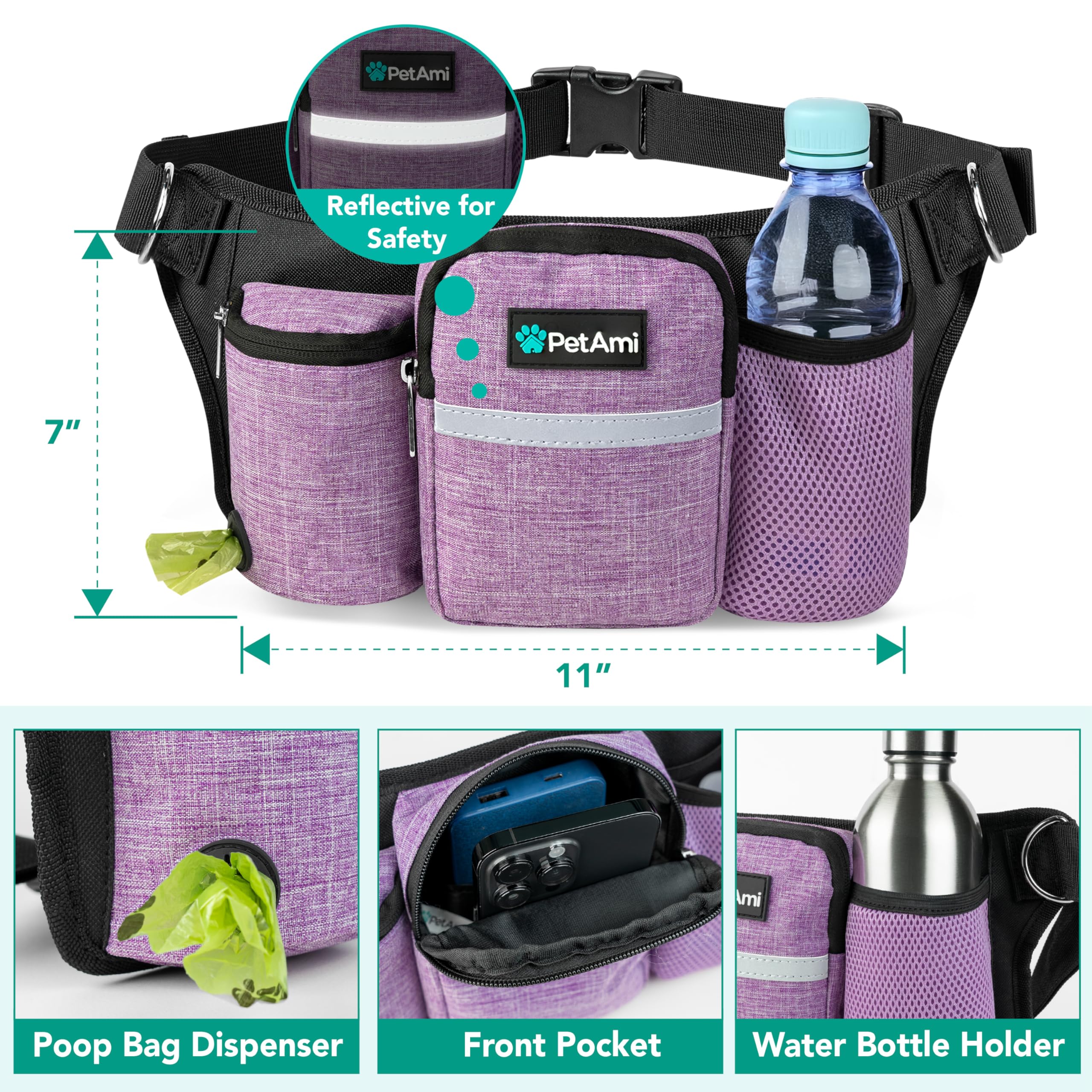 PetAmi correas extendibles de 60-70 pulgadas que absorben tirones