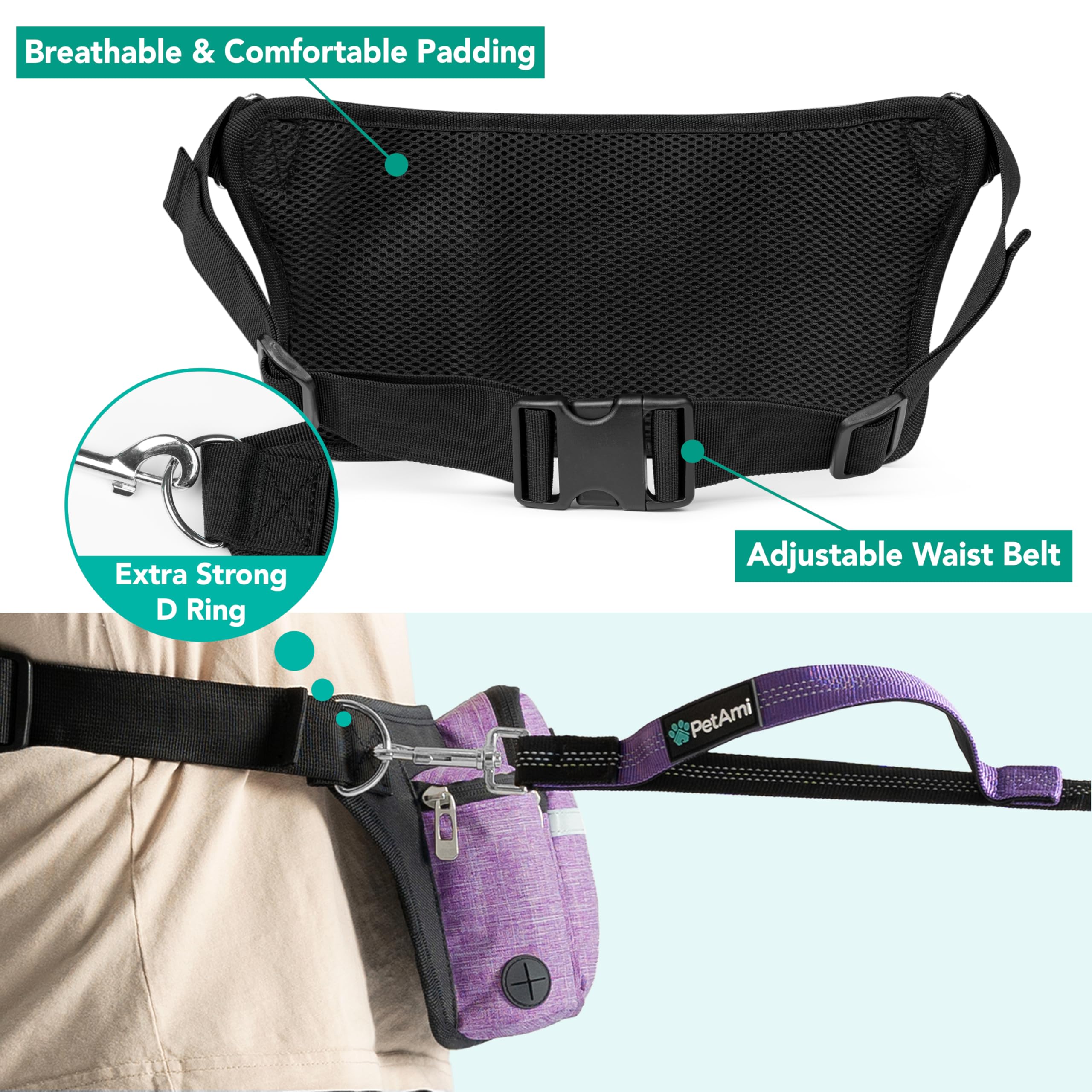 PetAmi dispensador de bolsas para perro, limpieza rápida durante caminatas
