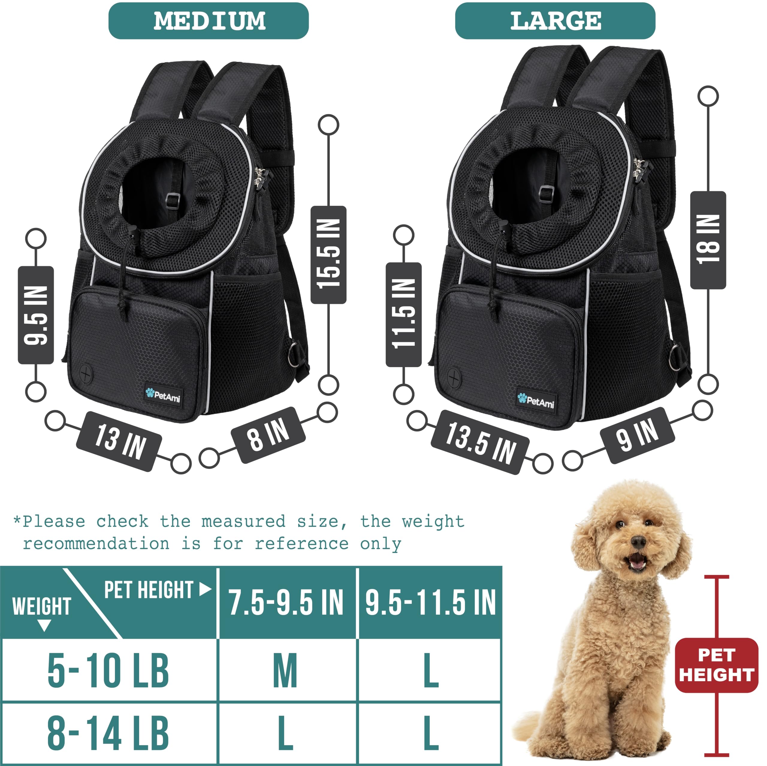 PetAmi dispensador de bolsas y bolsillo delantero para accesorios.