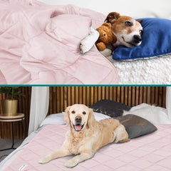 PetAmi manta de dos caras rosa, uso reversible para confort durante todo el año en casa.