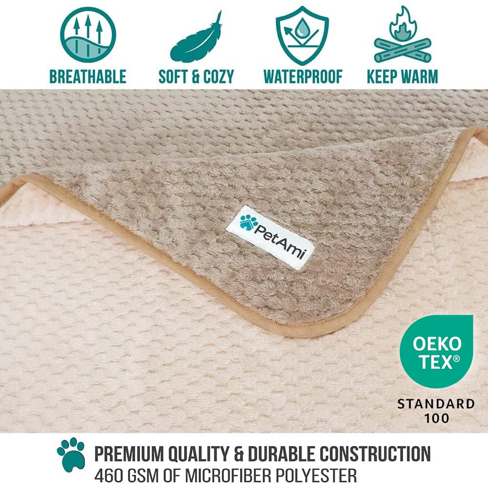 Manta reversible PetAmi con tejido waffle, suave y acogedora.