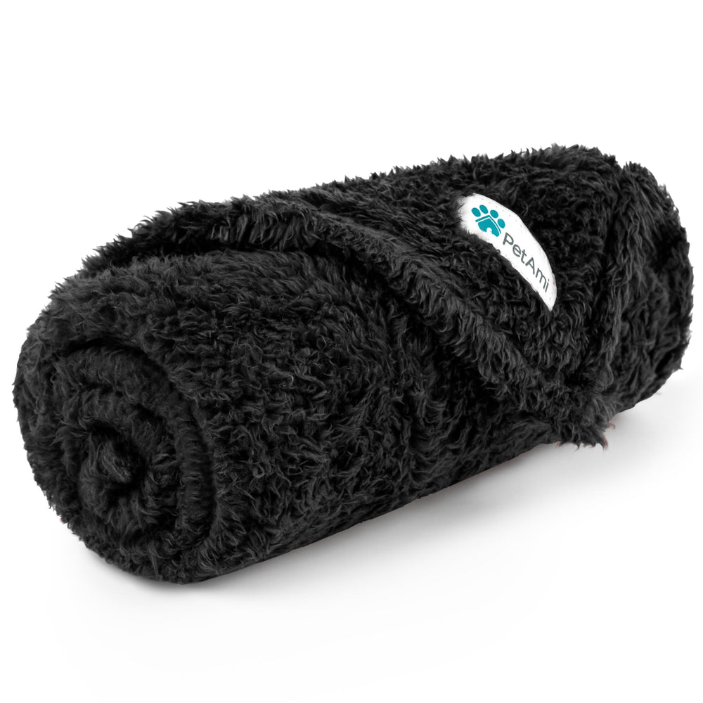 PetAmi manta sherpa negra para perros pequeños, cálida y suave