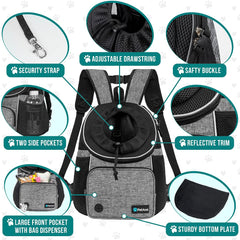 PetAmi Mochila frontal con acolchado extra para hombros durante caminatas largas