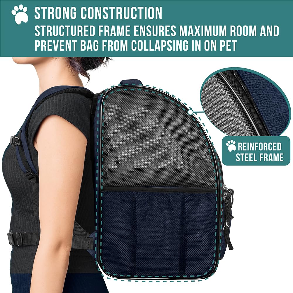 PetAmi Mochila con bolsillos externos para accesorios y suministros