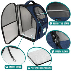 PetAmi Mochila con malla de ventilación para aire fresco y visibilidad