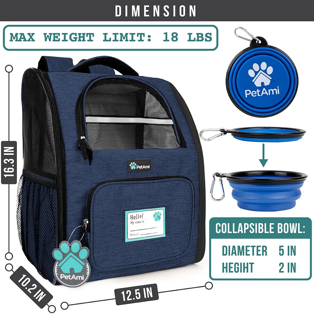 PetAmi Mochila para perro con ventilación y entrada lateral para fácil acceso