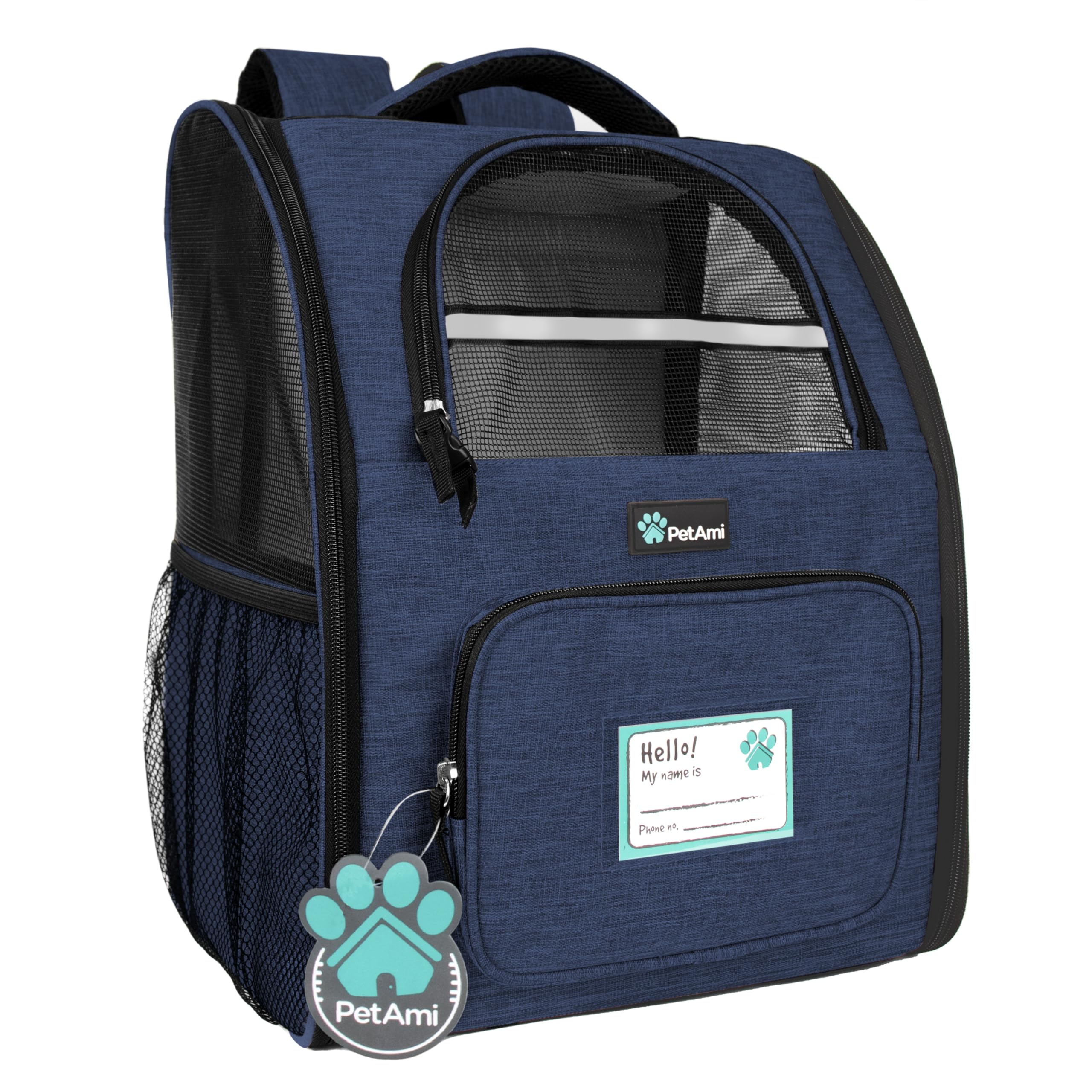 PetAmi Mochila portador para perro azul marino, transporte cómodo para paseos y viajes