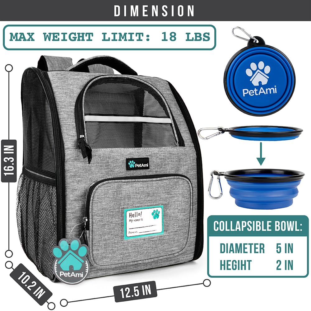 PetAmi Mochila Portamascotas acceso lateral: entrada doble para fácil acceso