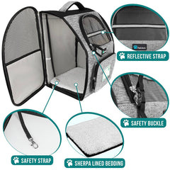 PetAmi Mochila Portamascotas ventilación de malla: flujo de aire y visibilidad