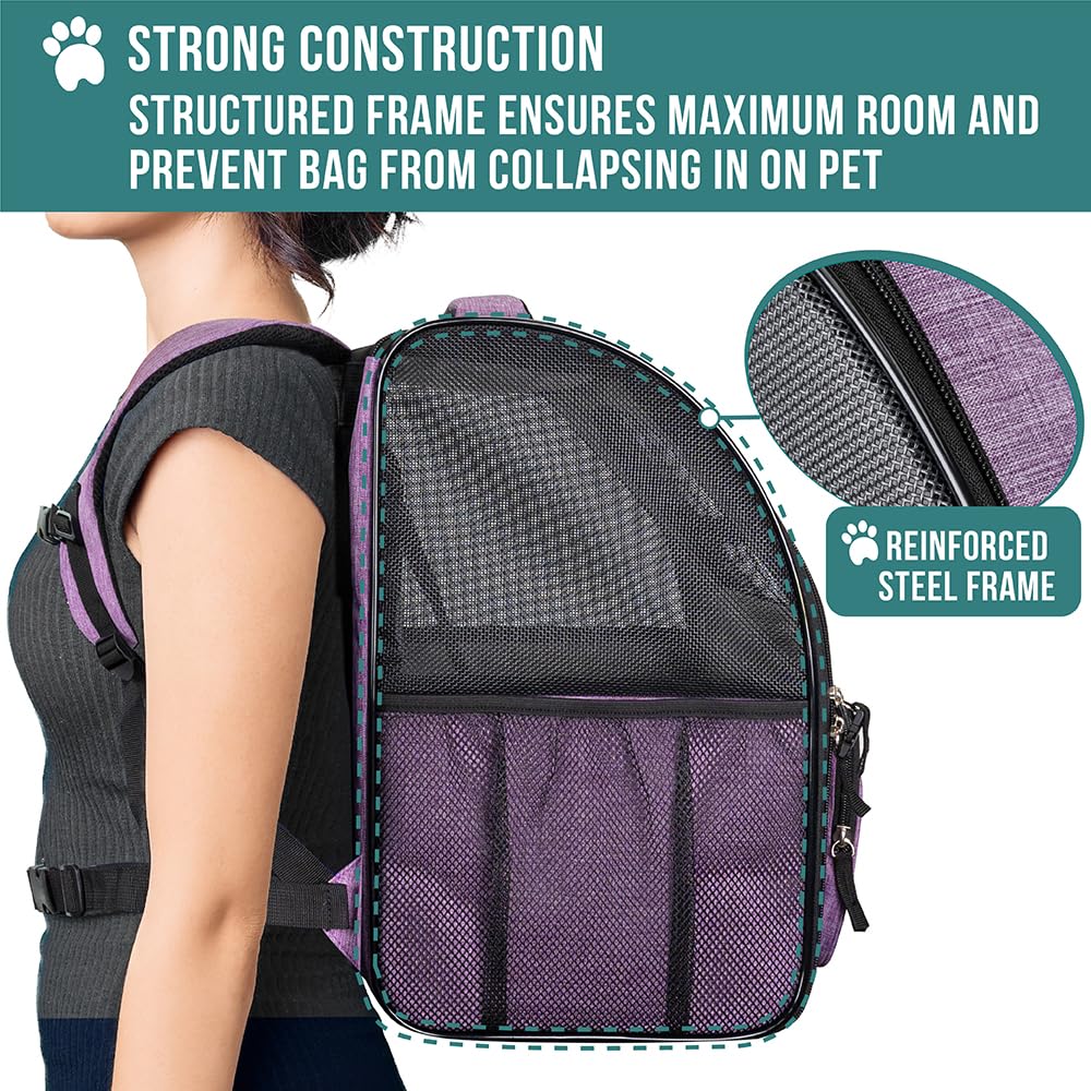 PetAmi mochila portapet bolsillos laterales y cuenco plegable incluidos