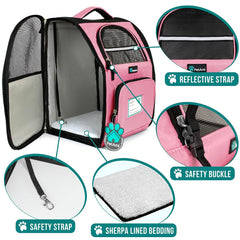 PetAmi mochila transporte perro-gato cama-sherpa para descanso suave
