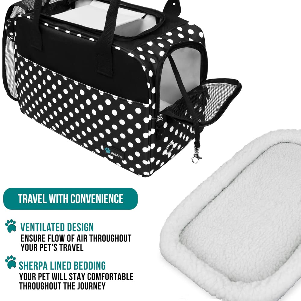 PetAmi porta-perro pequeño cama sherpa removible para descanso suave.