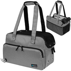 PetAmi portador para perro pequeño, diseño rayado negro ideal para viajar.