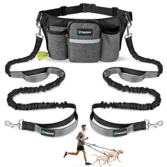 PetAmi Premium Correa Manos Libres para Dos Perros, ajuste de cintura para pasear
