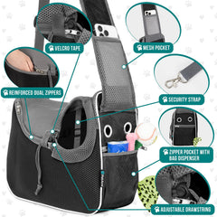 PetAmi Sling Carrier, malla de ventilación visible, flujo de aire para mayor comodidad
