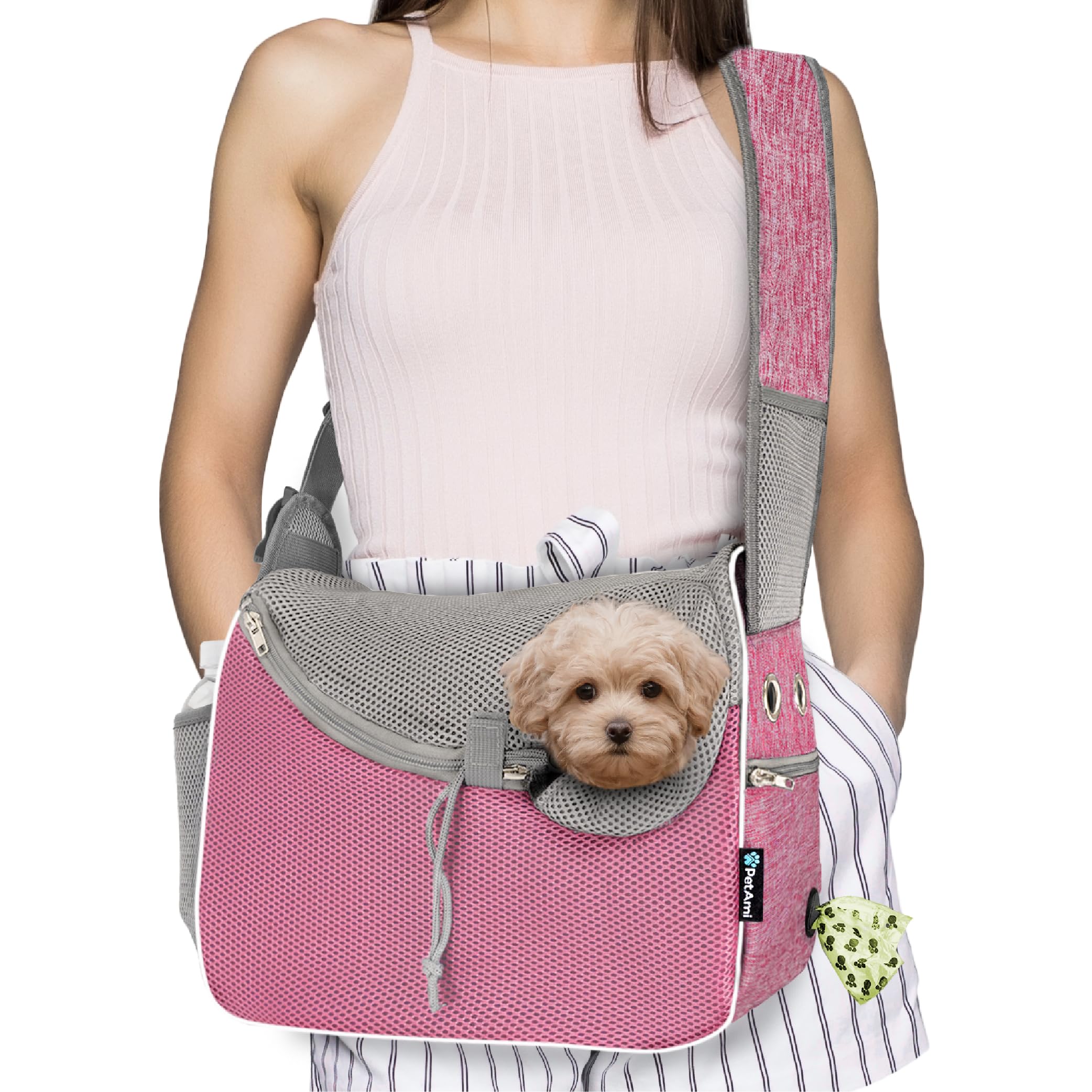 PetAmi sling frontal para perro pequeño, cómodo y ergonómico.