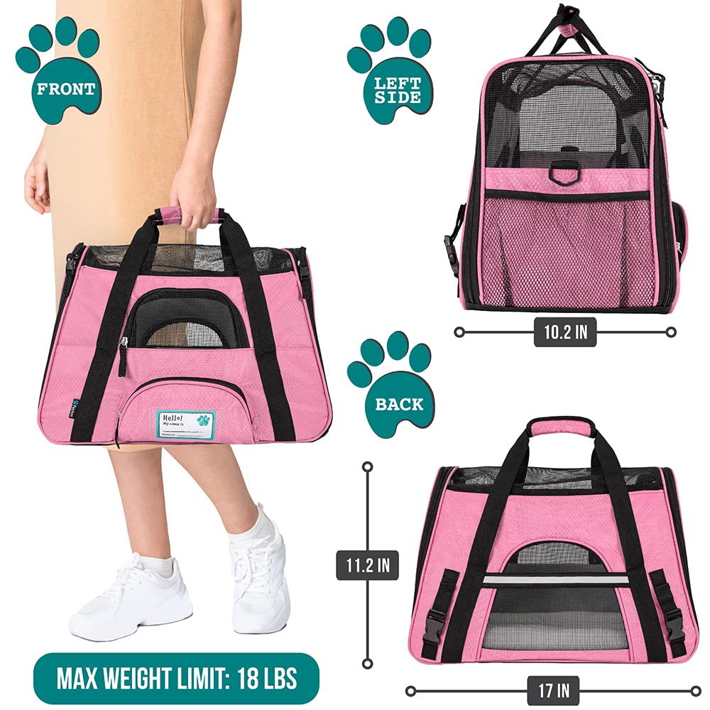 Transportín blando PetAmi para perros pequeños, ligero y cómodo.