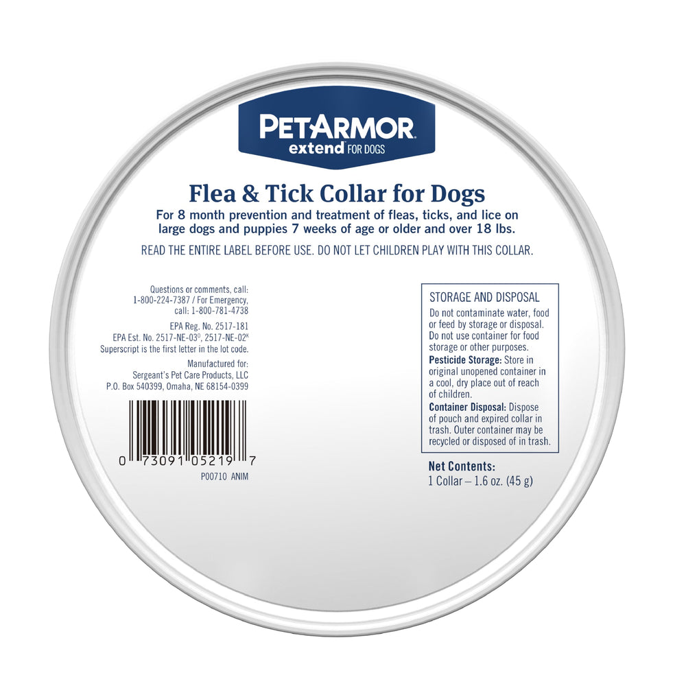 PetArmor Extend presenta envase de 1 unidad para perros grandes.