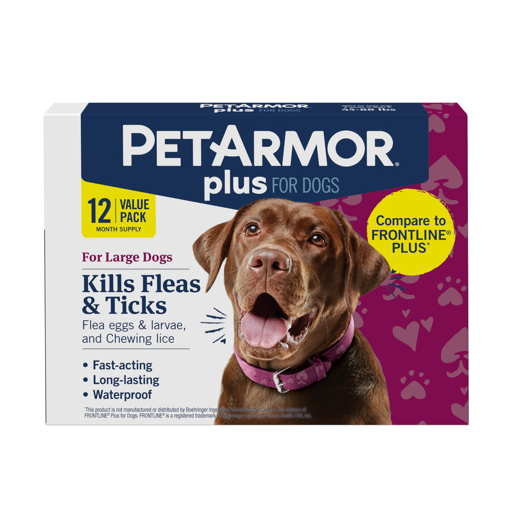 PetArmor Plus, botella de aplicación para perros grandes, protección contra pulgas y garrapatas.