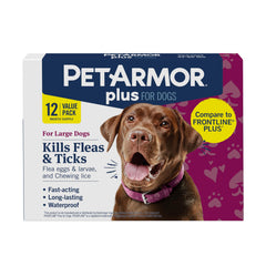 PetArmor Plus, botella de aplicación para perros grandes, protección contra pulgas y garrapatas.