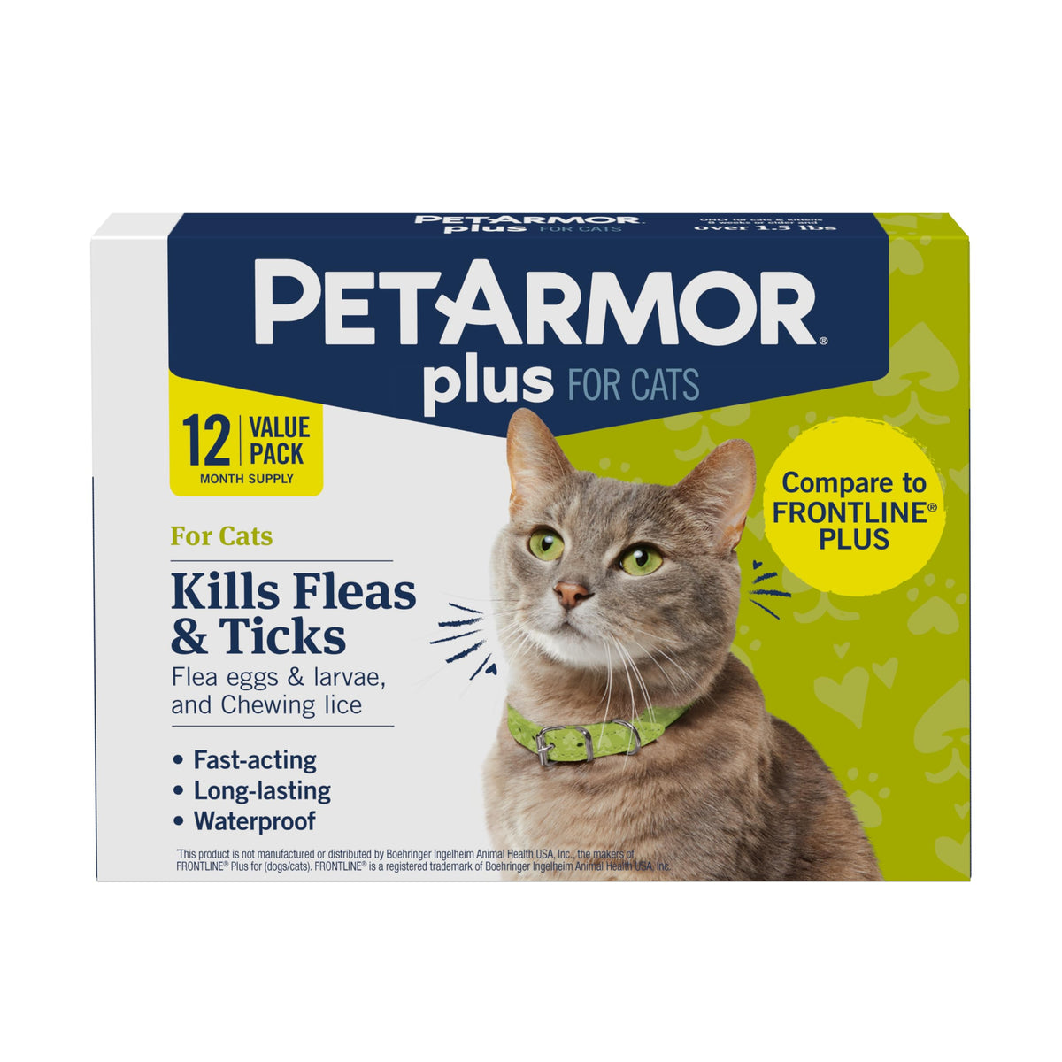 PetArmor Plus, botella de aplicación para gatos, protección de pulgas y garrapatas.
