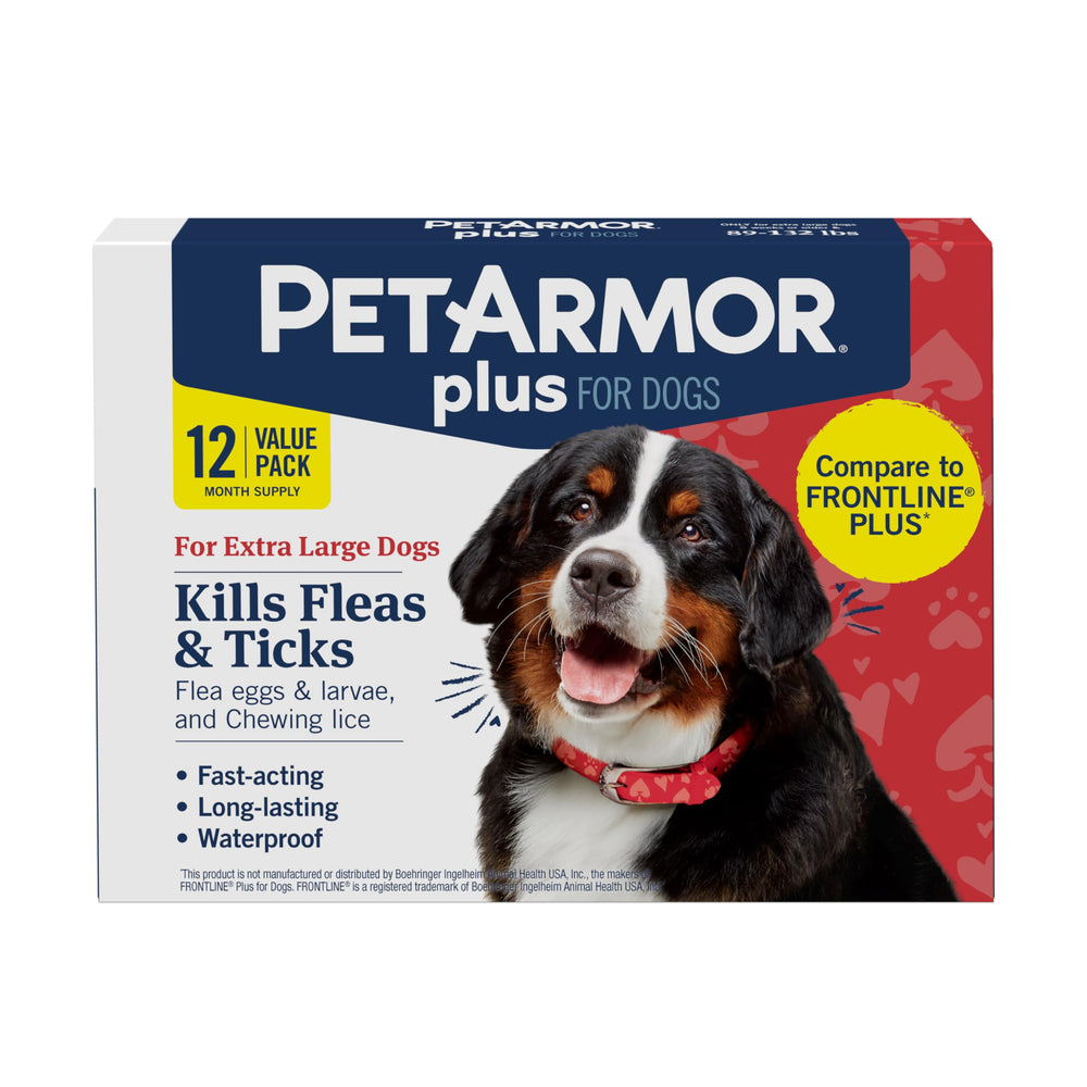 PetArmor Plus: botella tópica para perros, tratamiento eficaz contra pulgas y garrapatas.