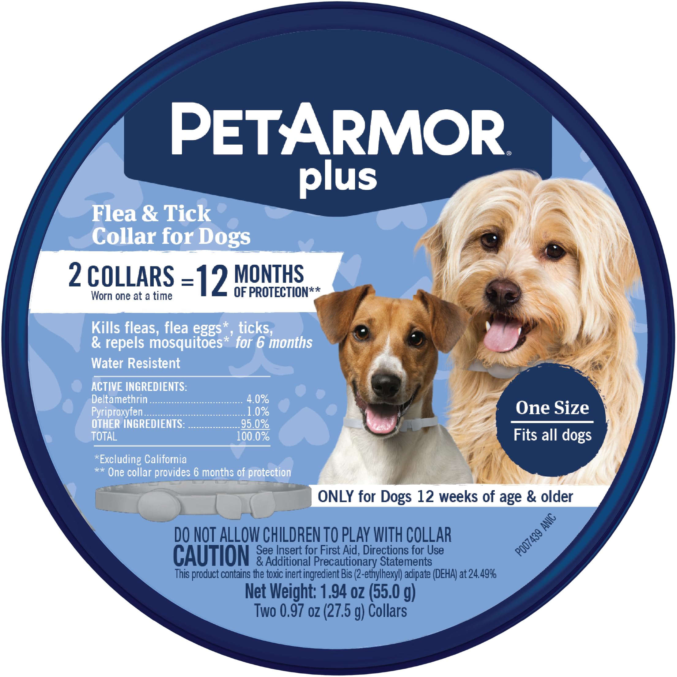 PetArmor Plus collar para perros con ajuste universal para comodidad diaria.