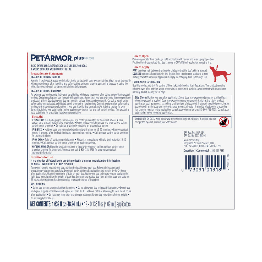 PetArmor Plus resistente al agua, ideal para perros activos al aire libre.