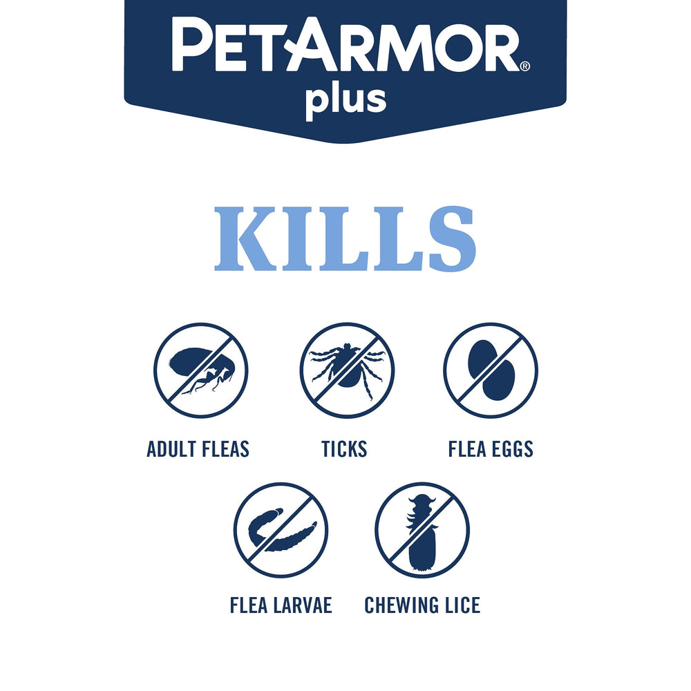PetArmor Plus protege contra pulgas y garrapatas durante el mes.