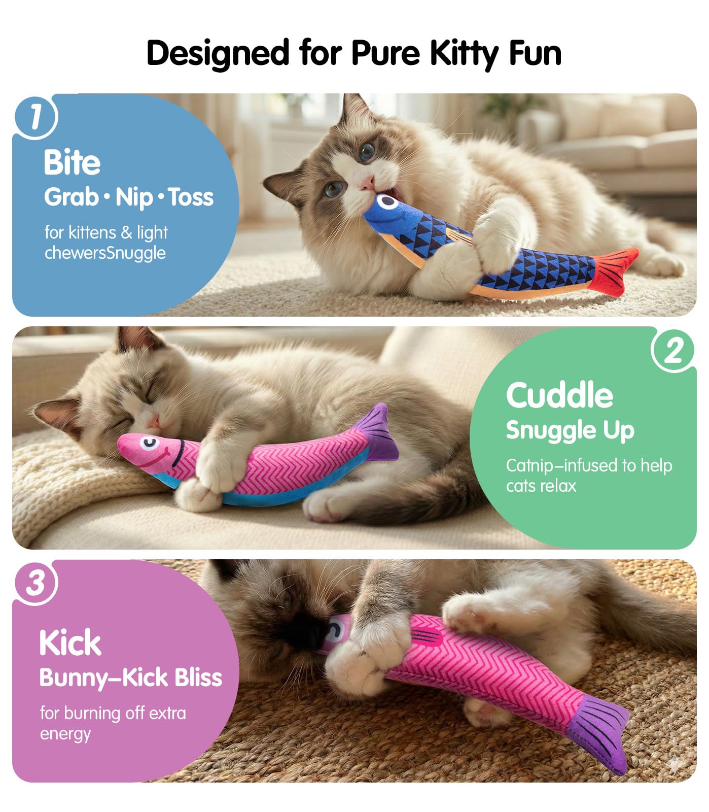 PetBusy colores vivos que atraen al gato y fomentan exploración.