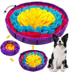 PETCARE Tapete Olfativo en enfoque frontal del perro, estimula olfato y juego interactivo.