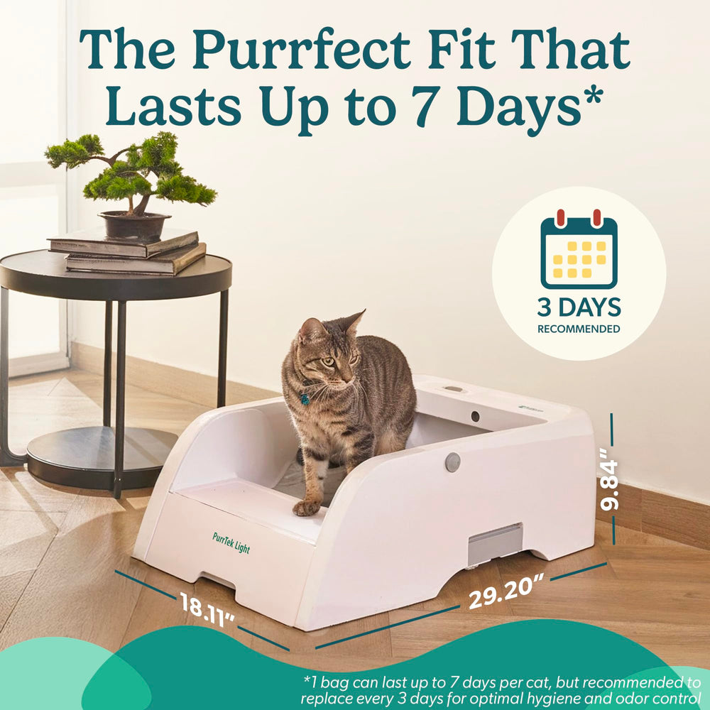 Purr Tek Light: diseño compacto y silencioso para caber en rincones, dormitorios y apartamentos.