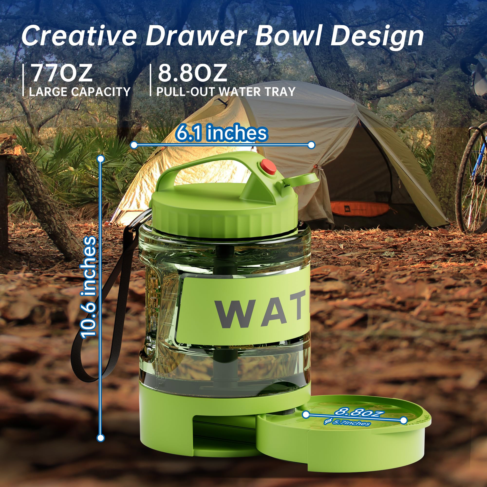 PETDOTT dispensador de agua para perros 77oz, admite cubos de hielo para bebida fresca.