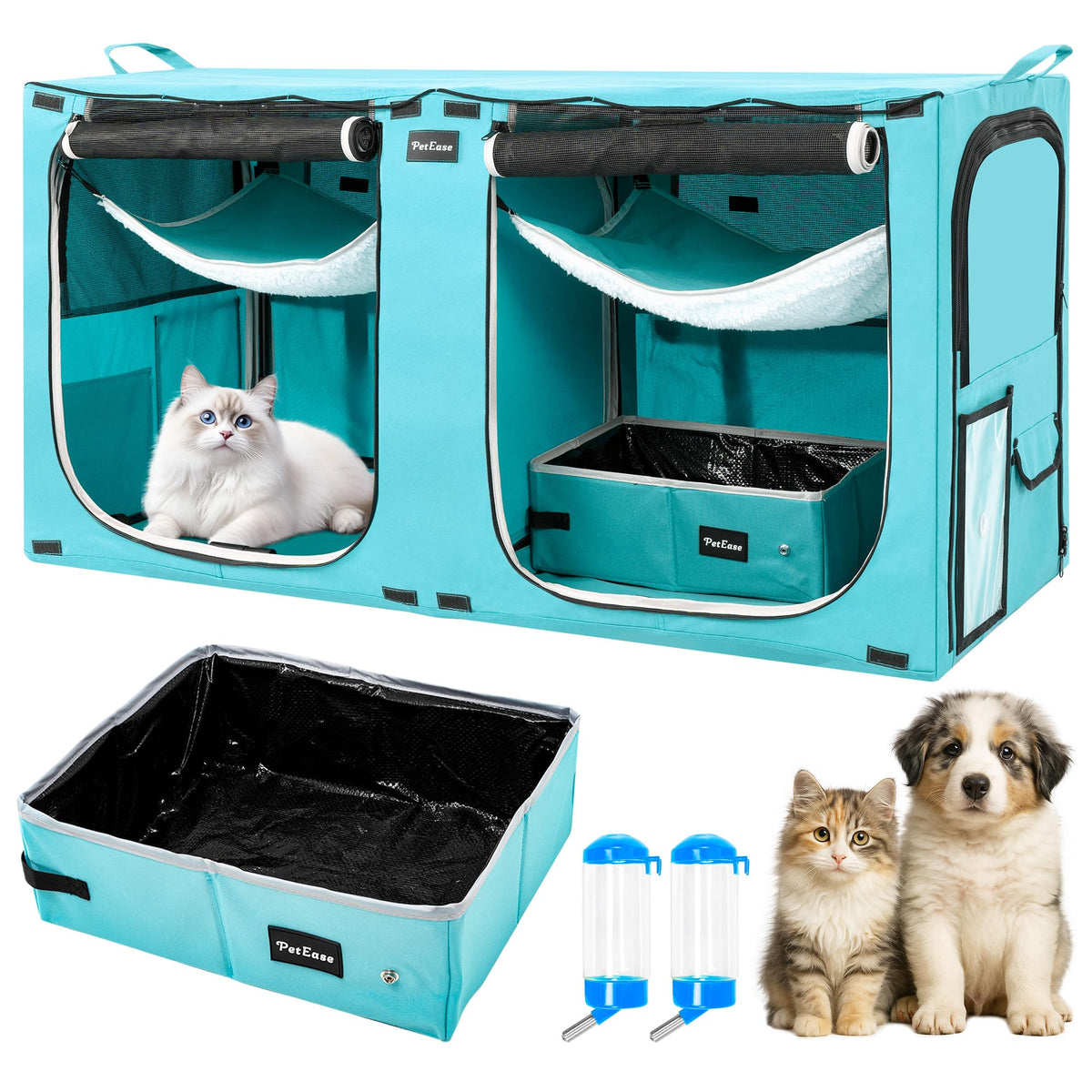 PetEase caja transporte gato doble compartimento ofrece dos áreas para descanso y juego.