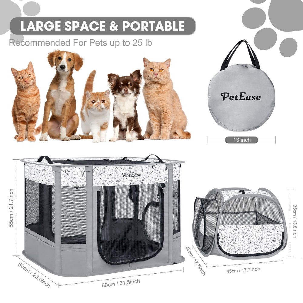 PetEase jaula plegable para camping, montaje rápido en exteriores.