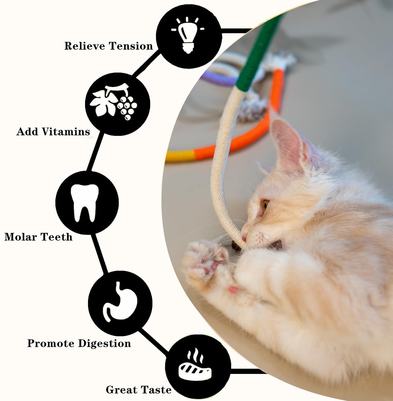 Petelligent Cuerda para gatos resistente a mordidas, juguete duradero.