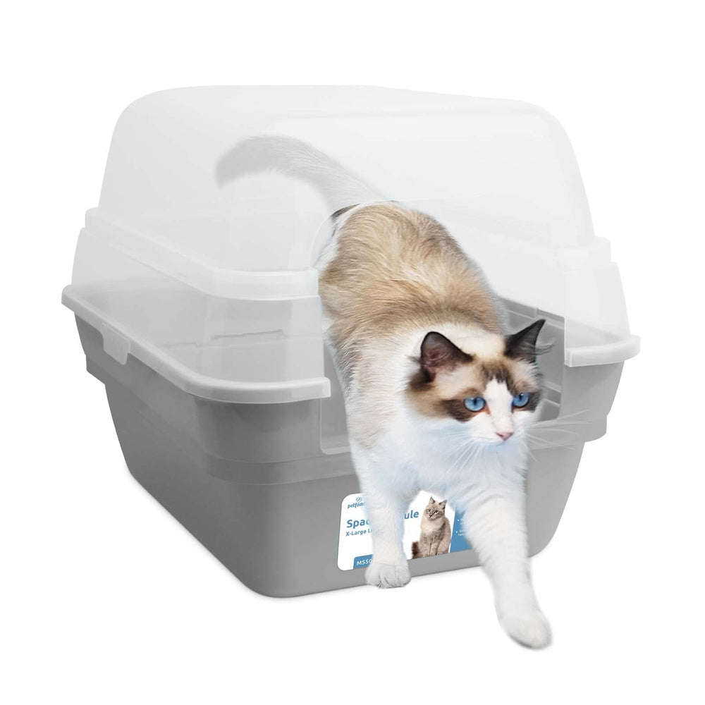 Petfamily caja de arena grande para gatos, vista frontal, ideal para hogares con varios felinos.