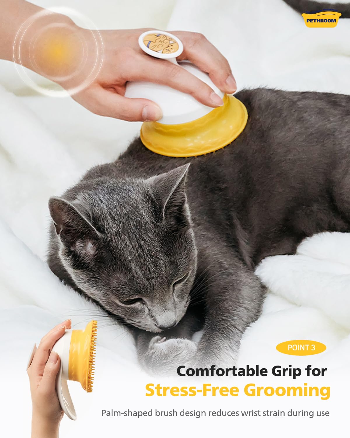 PETHROOM cepillo para gatos, limpieza fácil tras su uso.