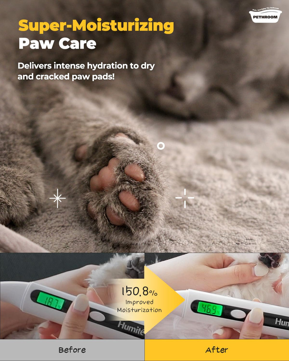 Fórmula de PETHROOM sin fragancia para mascotas sensibles.