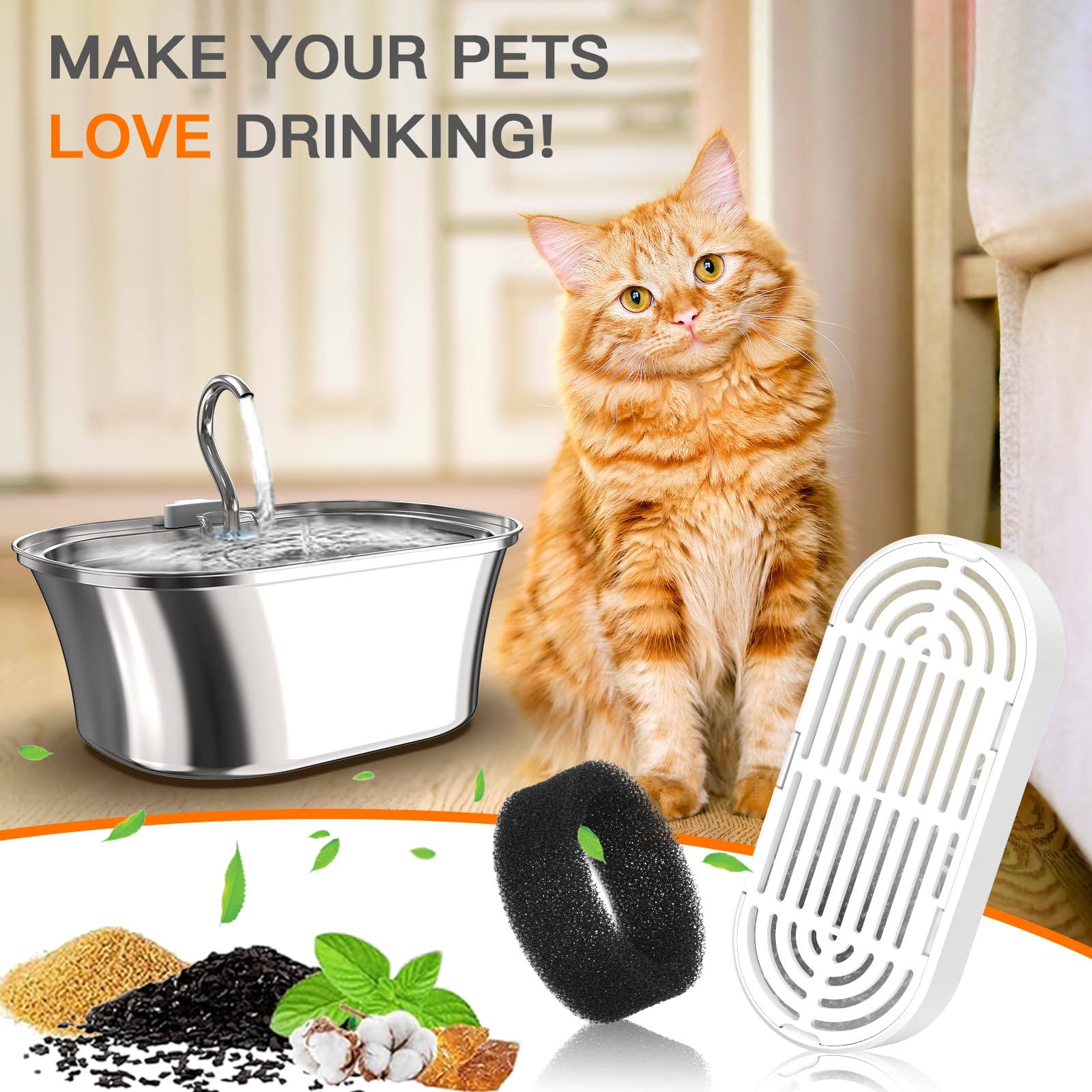 Bebedero de acero inoxidable Petilog con filtros para gatos